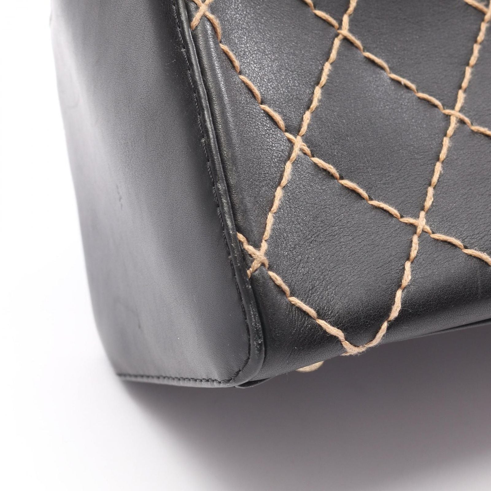 Chanel Handbag Wild Stitch Black Leather — view 8