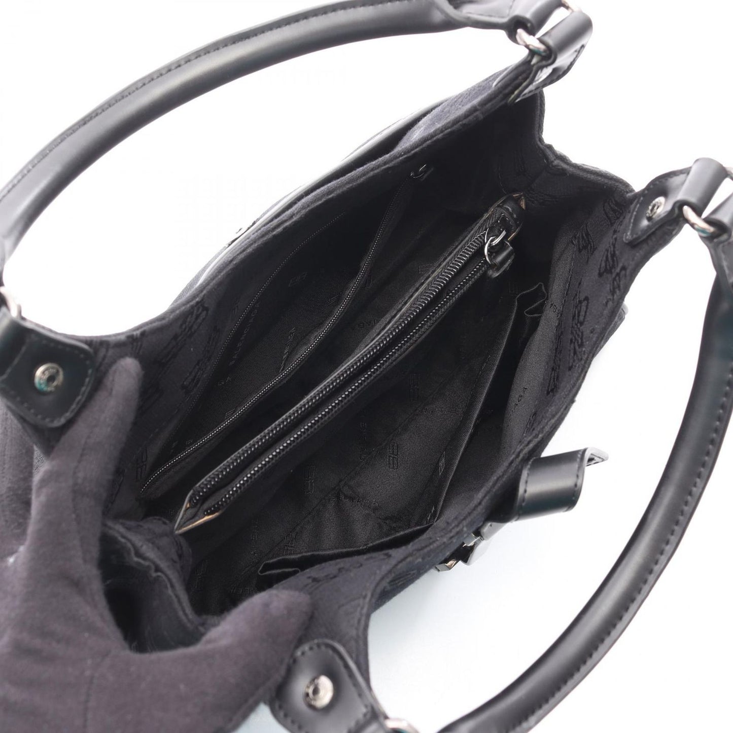 Balenciaga Handbag BB Monogram Black Canvas Leather — view 3