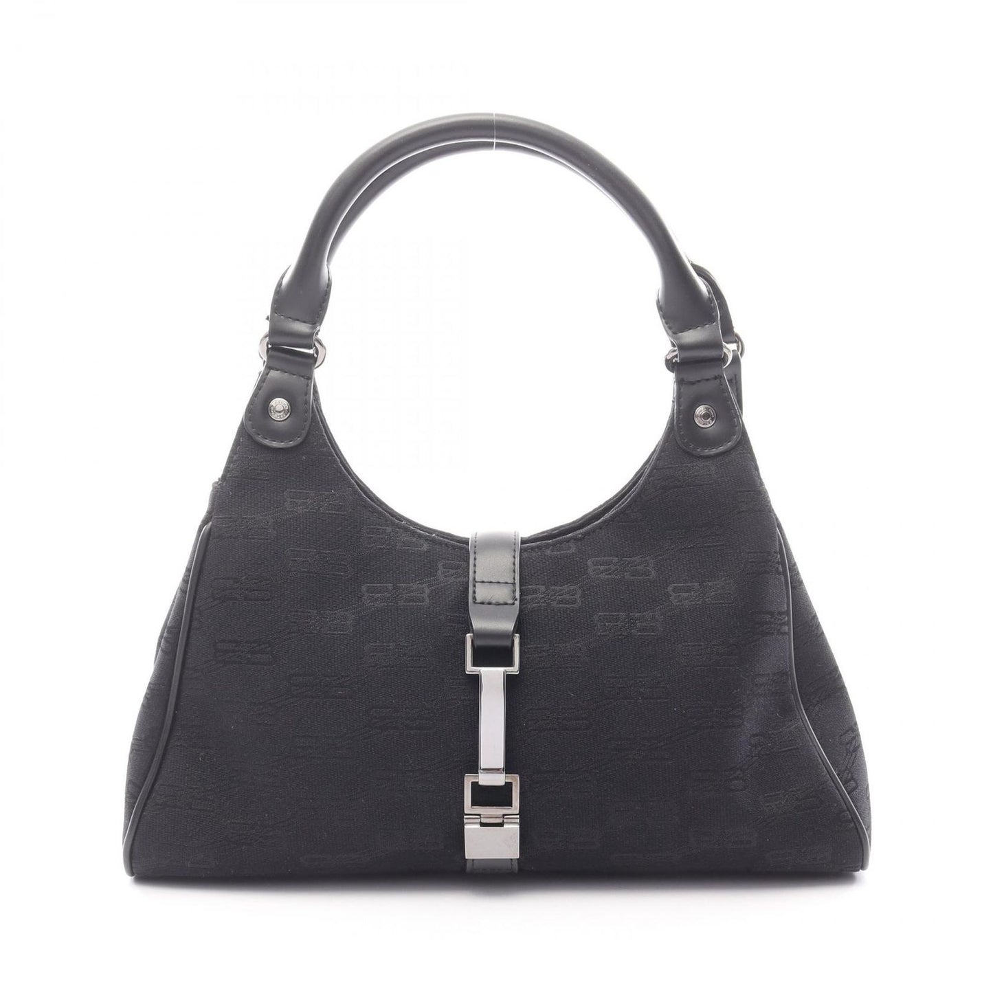 Balenciaga Handbag BB Monogram Black Canvas Leather