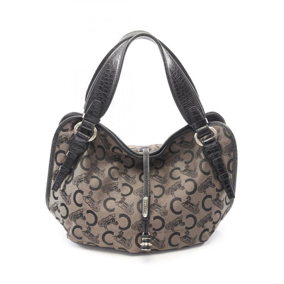 Celine Handbag Bittersweet Saluki Black Blanc Canvas Leather