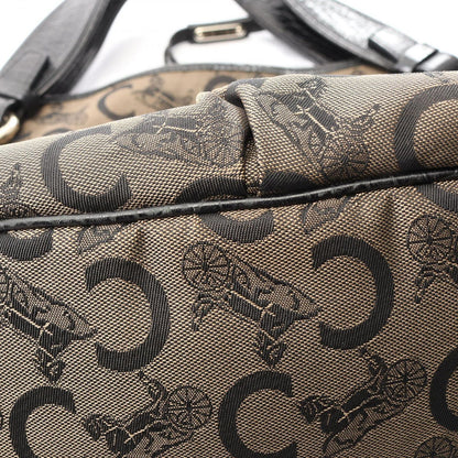 Celine Handbag Bittersweet Saluki Black Blanc Canvas Leather — view 8