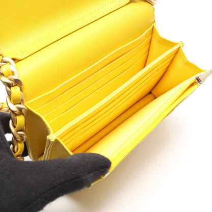 Chanel Shoulder Bag Quilted Mini Yellow Lambskin Chain Wallet — view 3