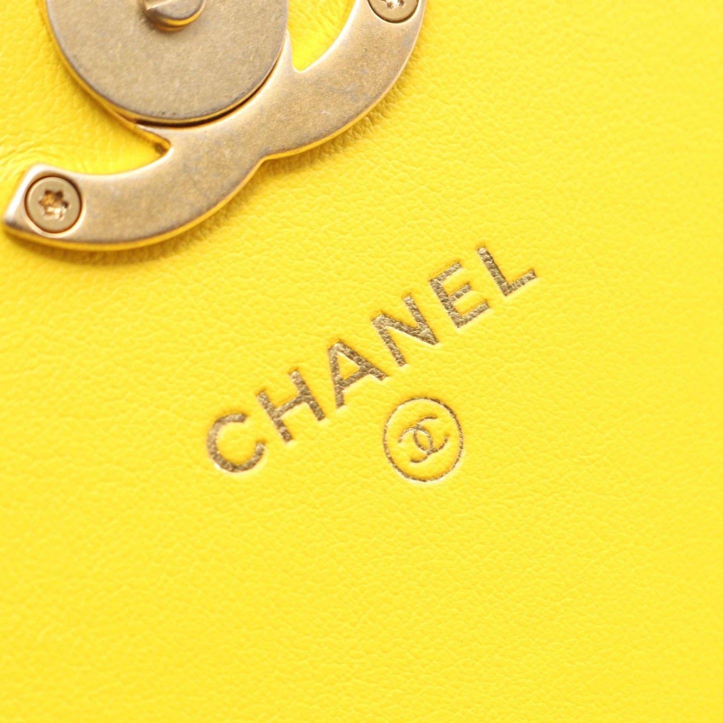 Chanel Shoulder Bag Quilted Mini Yellow Lambskin Chain Wallet — view 4