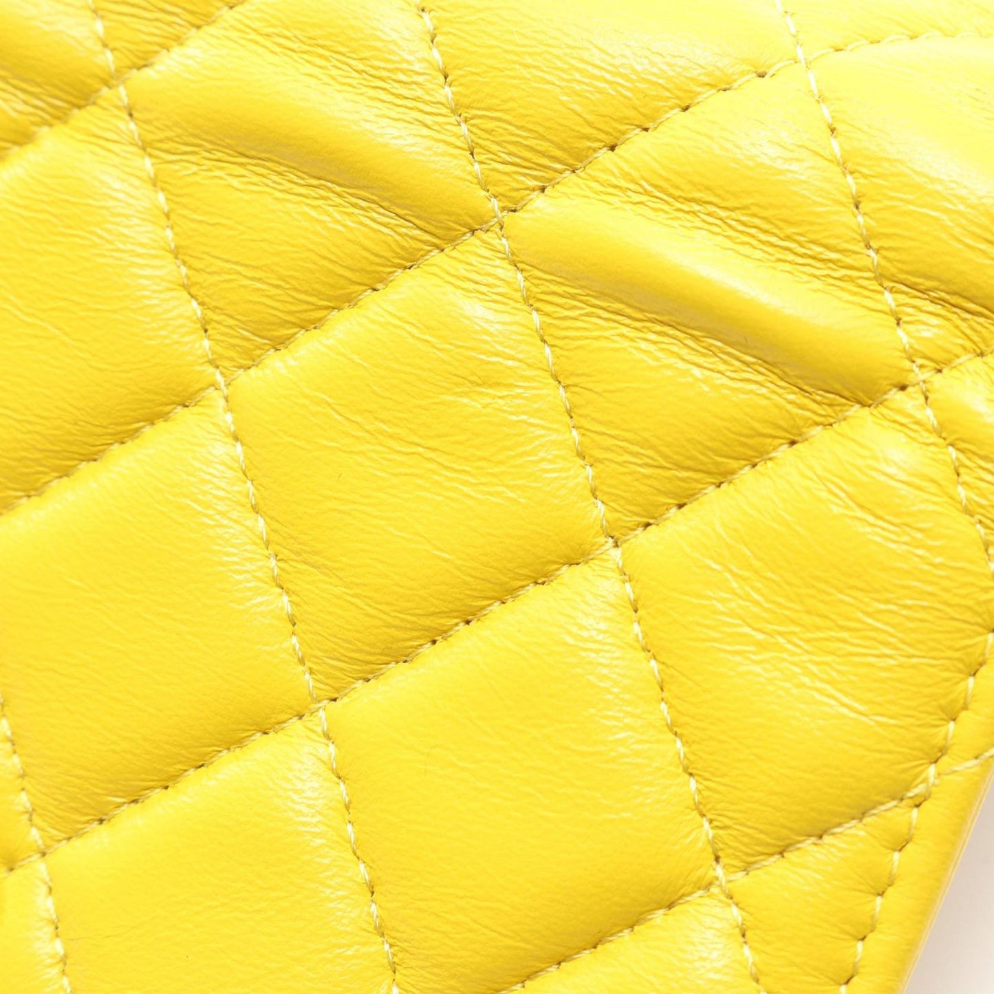 Chanel Shoulder Bag Quilted Mini Yellow Lambskin Chain Wallet — view 6