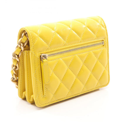 Chanel Shoulder Bag Quilted Mini Yellow Lambskin Chain Wallet — view 2