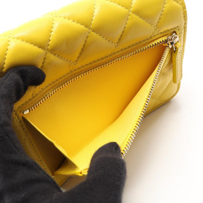 Chanel Shoulder Bag Quilted Mini Yellow Lambskin Chain Wallet — view 8
