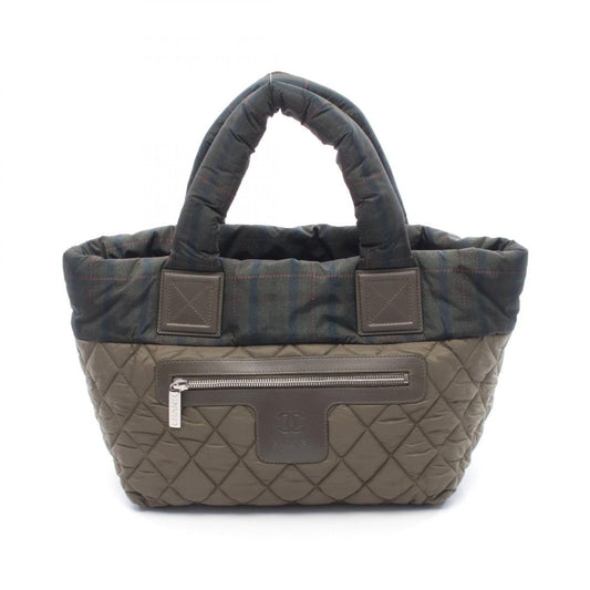Chanel Tote Coco Small Khaki Green Nylon Leather