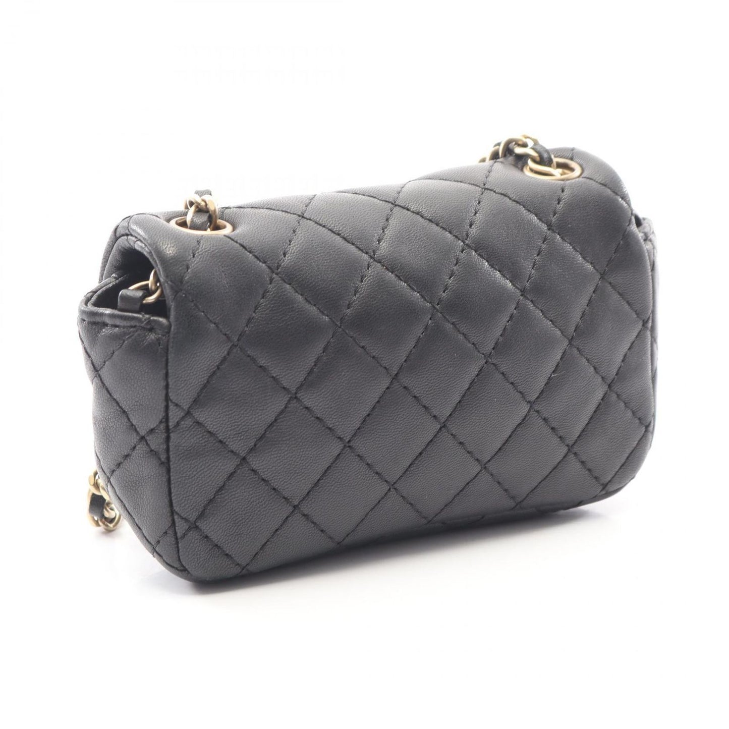 Chanel Shoulder Bag Quilted Mini Black Lambskin Chain — view 2