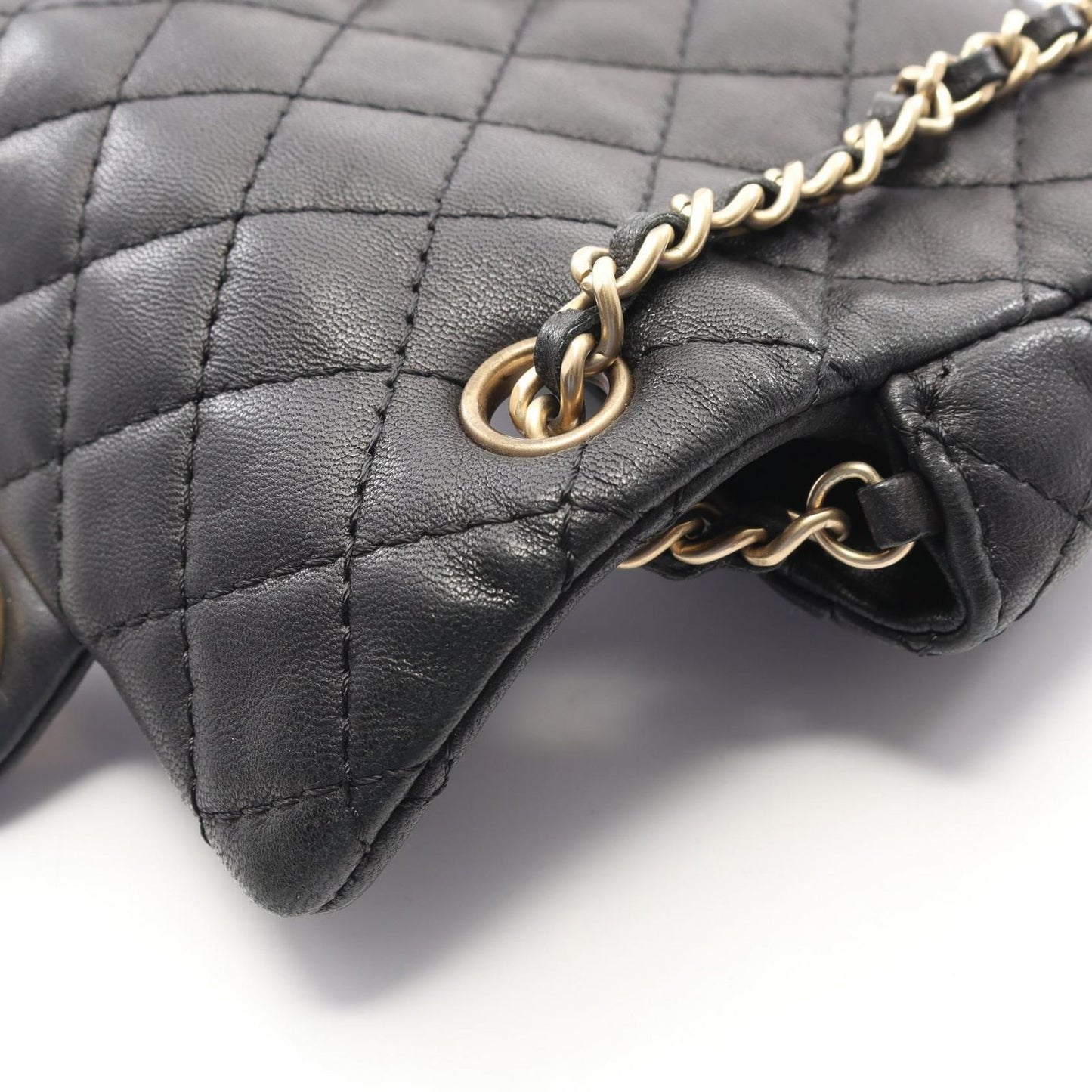Chanel Shoulder Bag Quilted Mini Black Lambskin Chain — view 7