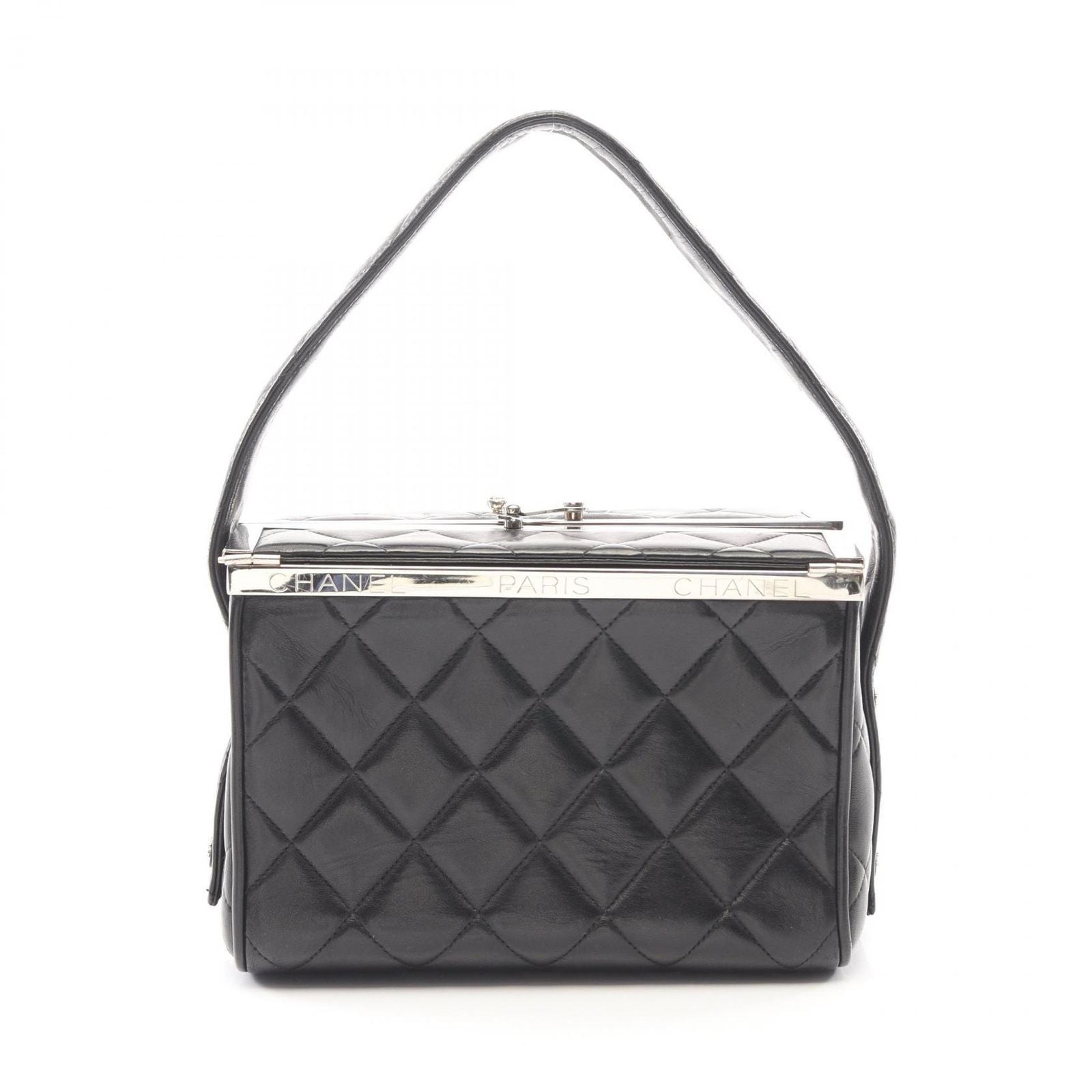 Chanel Handbag Quilted Black Lambskin Vanity
