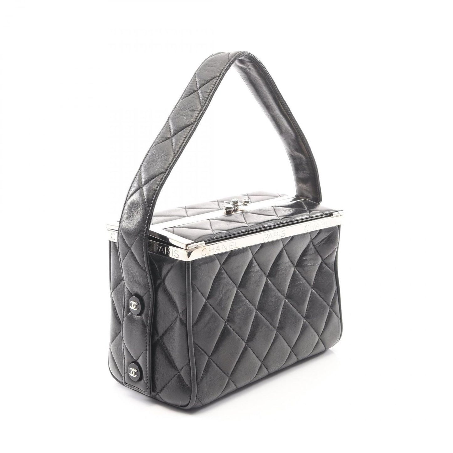 Chanel Handbag Quilted Black Lambskin Vanity — view 2