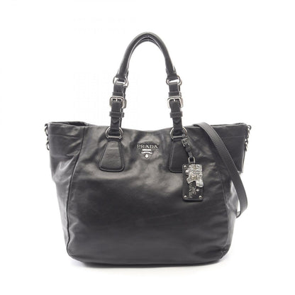 Prada Handbag Soft Calf 2-Way Black Leather Tote