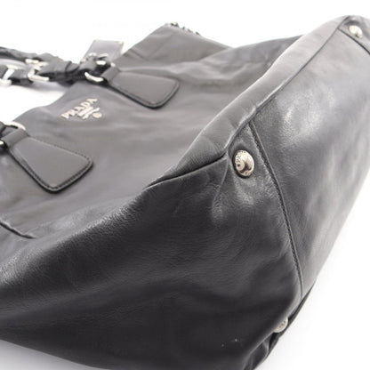 Prada Handbag Soft Calf 2-Way Black Leather Tote — view 7