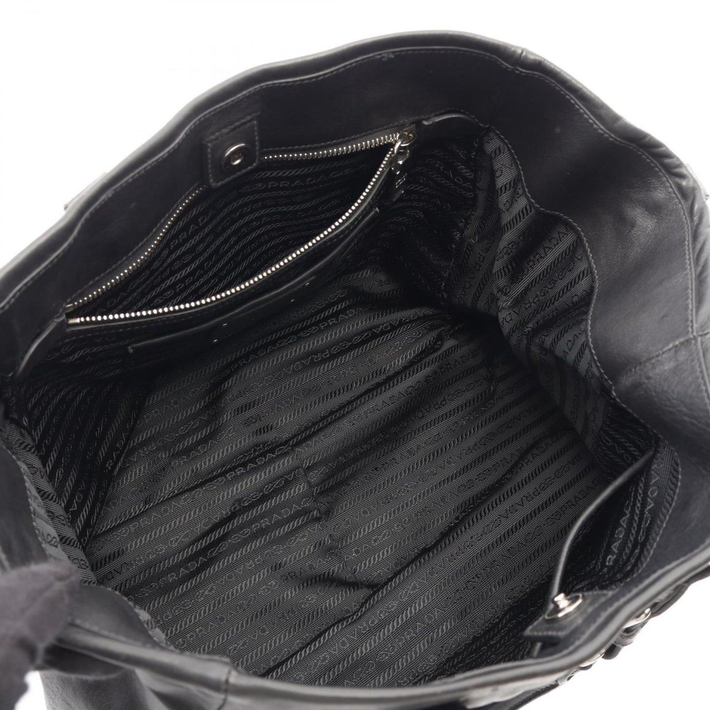 Prada Handbag Soft Calf 2-Way Black Leather Tote — view 3