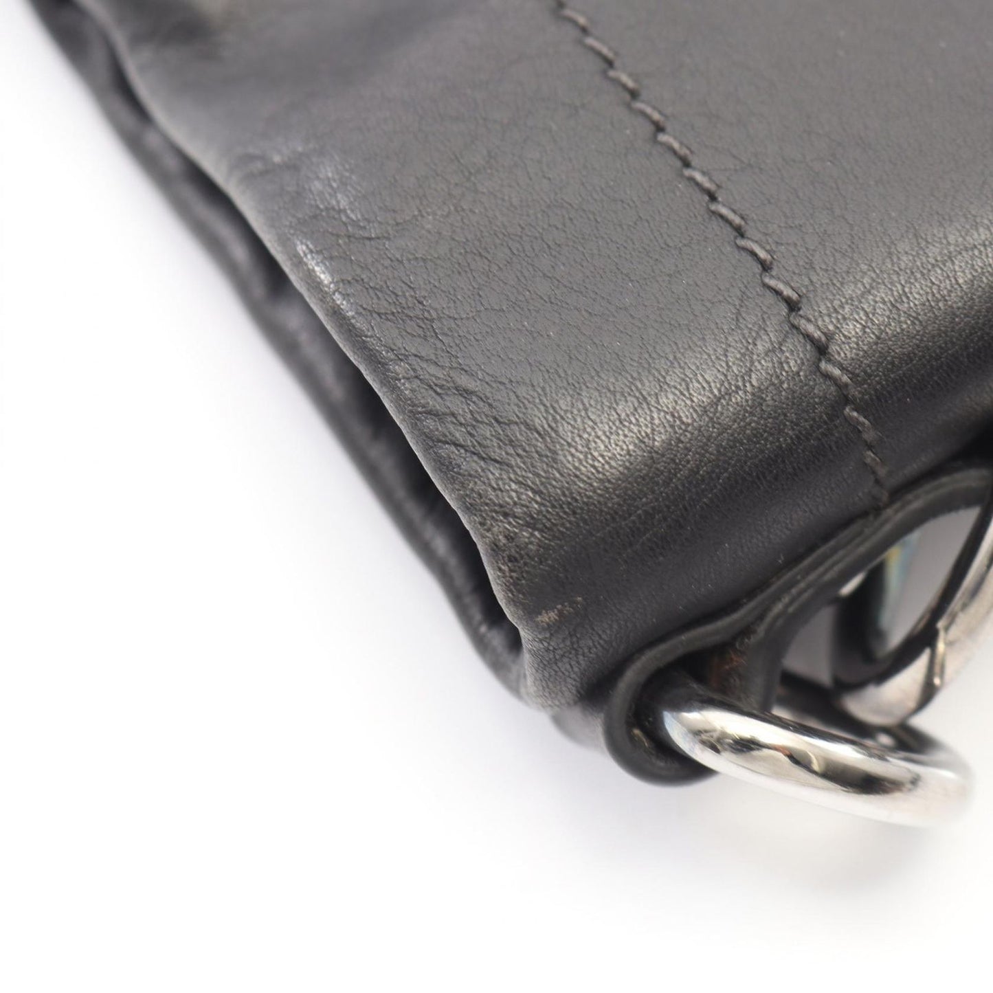 Prada Handbag Soft Calf 2-Way Black Leather Tote — view 5