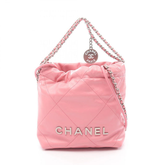 Chanel Shoulder Bag 22 Mini Pink Leather 22 Quilted Chain