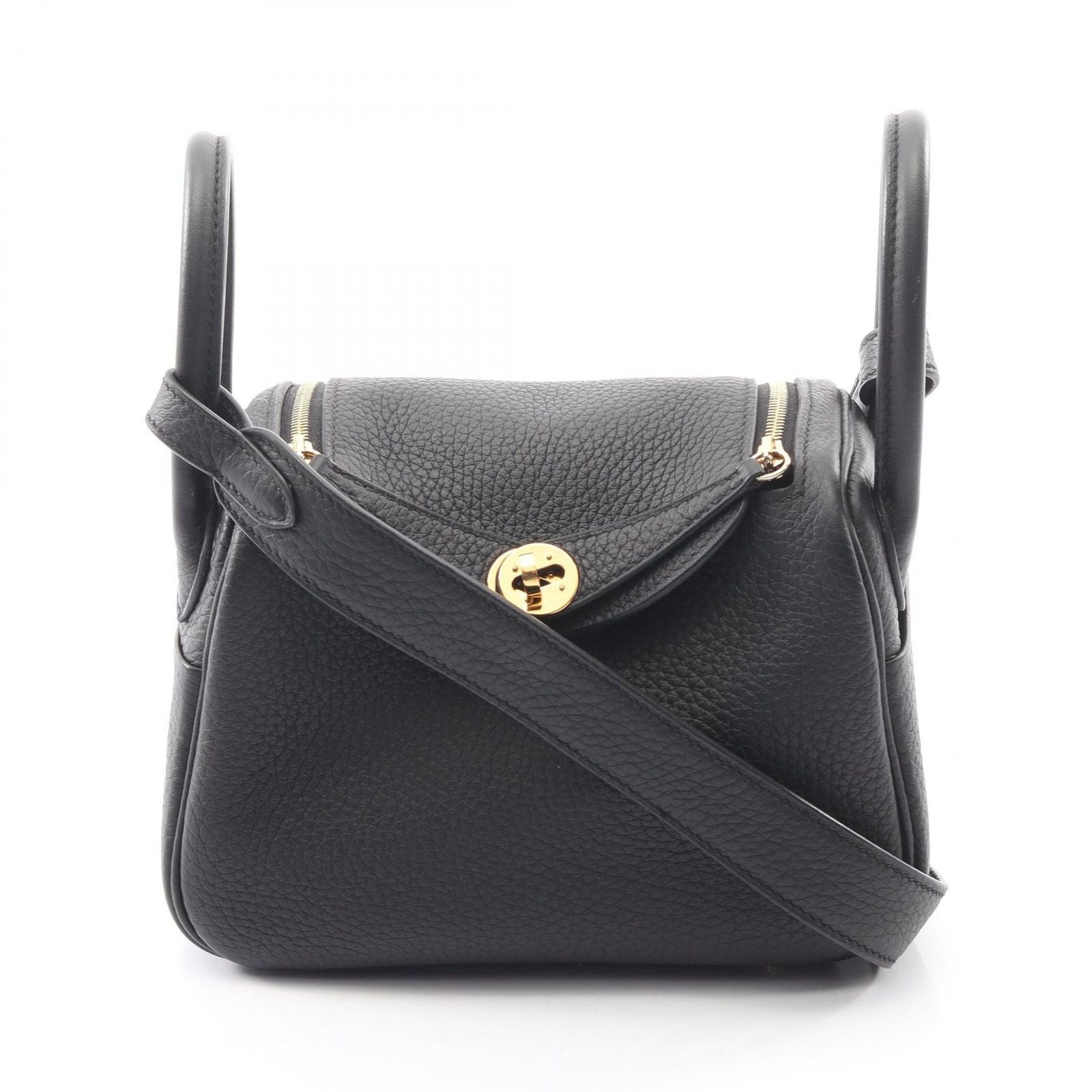 Hermes Shoulder Bag Lindy Mini Black Leather