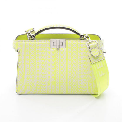 Fendi Handbag Peekaboo ISeeU X-cross White Neon Yellow Leather