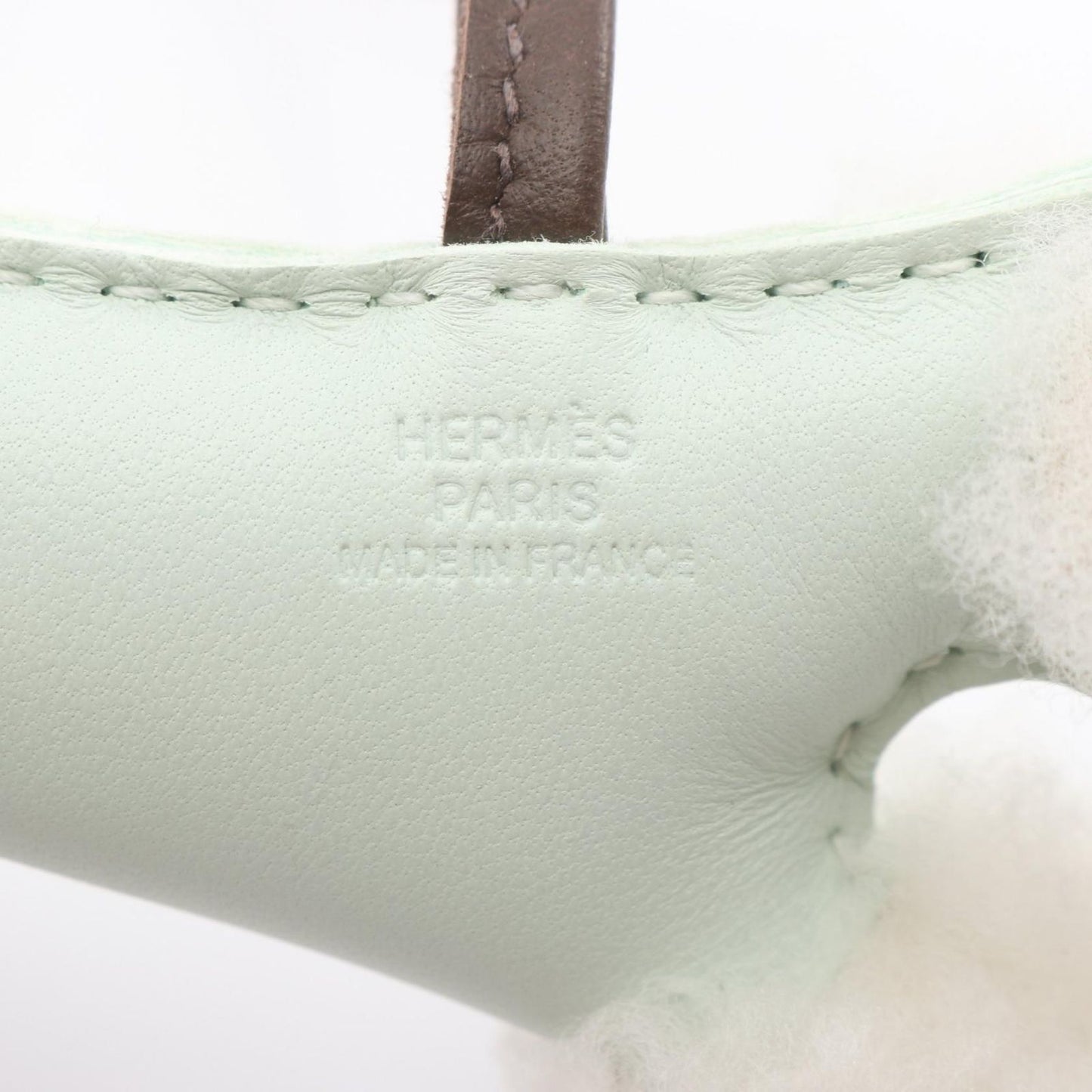 Hermes Charm Buddy Vert Peppermint Chocolat Shearling Keychain — view 3