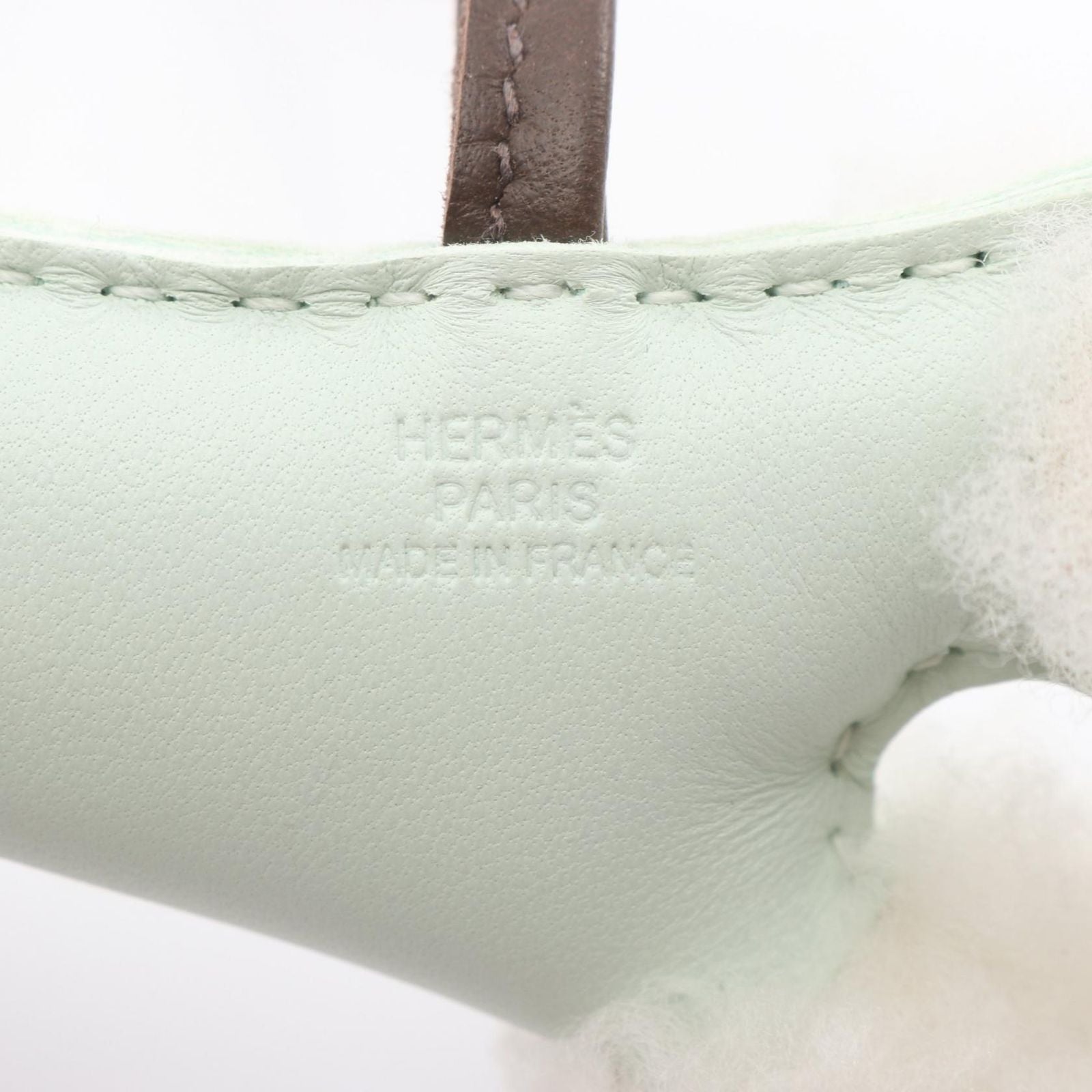 Hermes Charm Buddy Vert Peppermint Chocolat Shearling Keychain — view 3