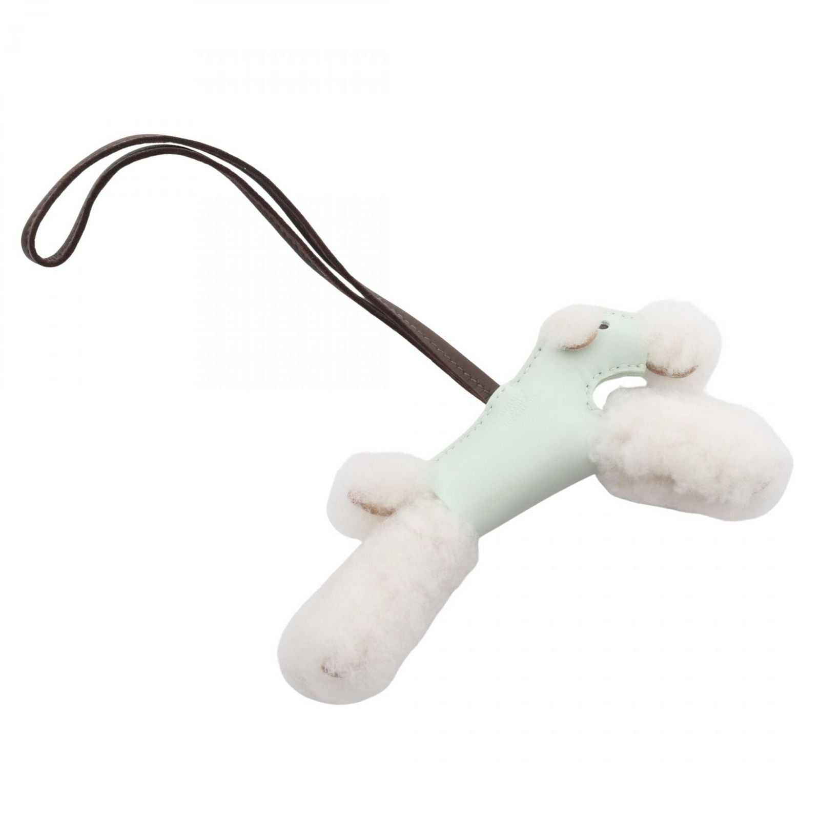 Hermes Charm Buddy Vert Peppermint Chocolat Shearling Keychain — view 2