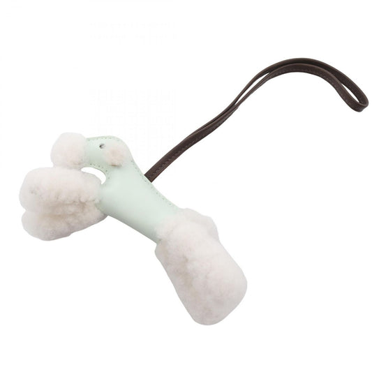 Hermes Charm Buddy Vert Peppermint Chocolat Shearling Keychain
