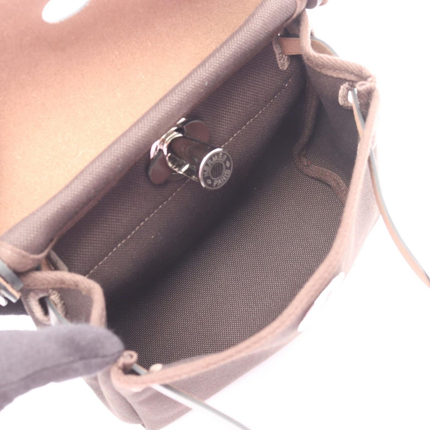 Hermes Shoulder Bag Herbag Zip Mini Ebene Leather Canvas — view 3