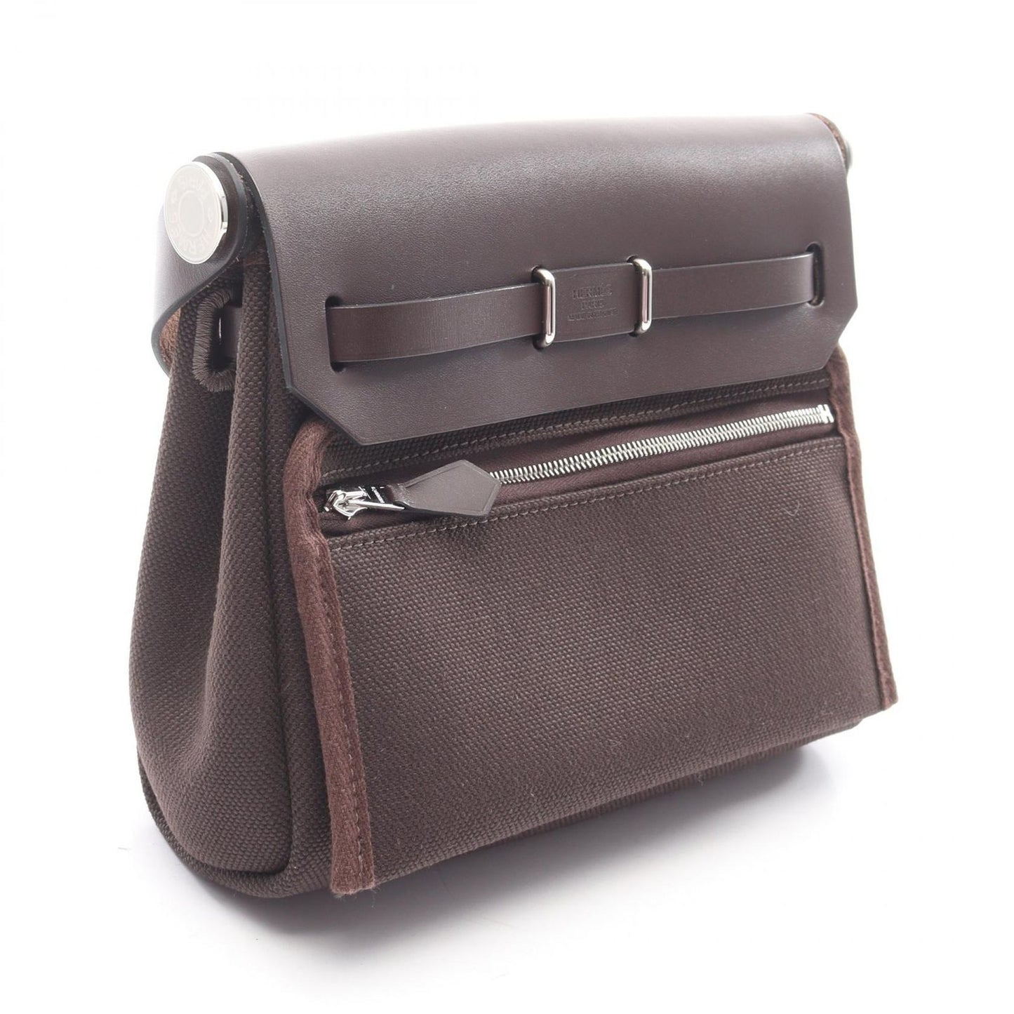 Hermes Shoulder Bag Herbag Zip Mini Ebene Leather Canvas — view 2