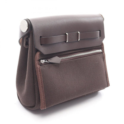 Hermes Shoulder Bag Herbag Zip Mini Ebene Leather Canvas — view 2