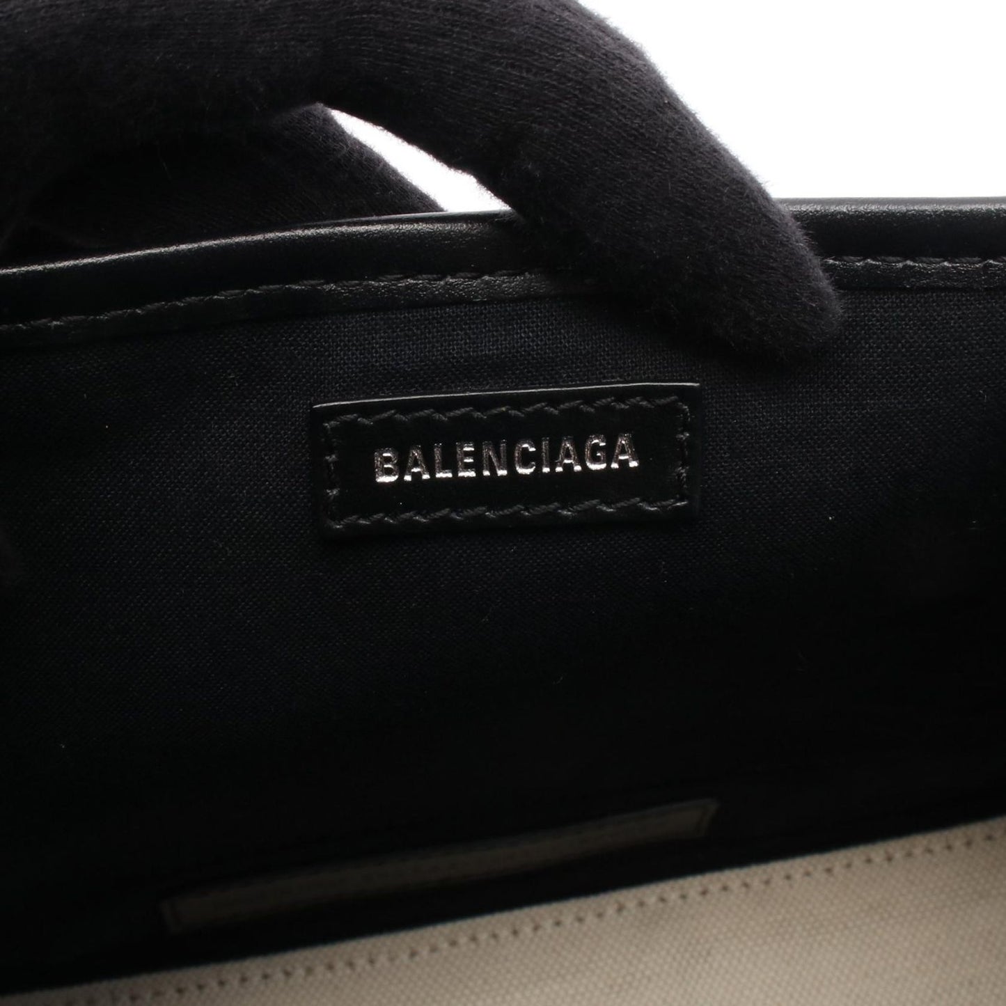 Balenciaga Handbag Navy Cabas XS 2-Way Natural Black Canvas Leather — view 4