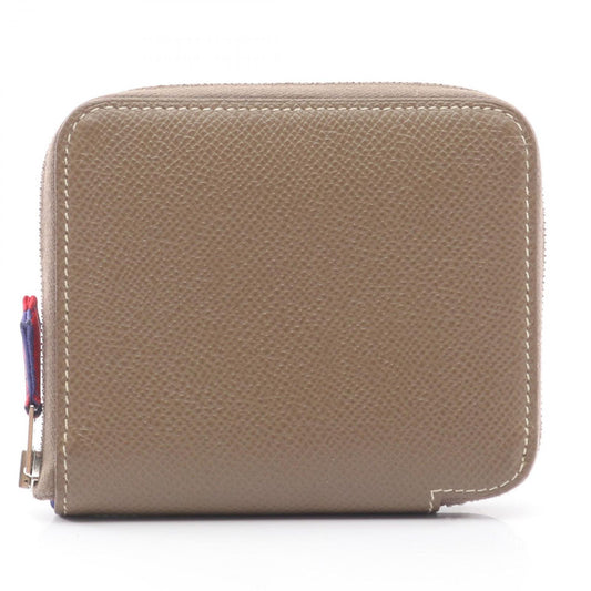 Hermes Round Wallet Azap Compact Silk Inn Etoupe Leather Inn