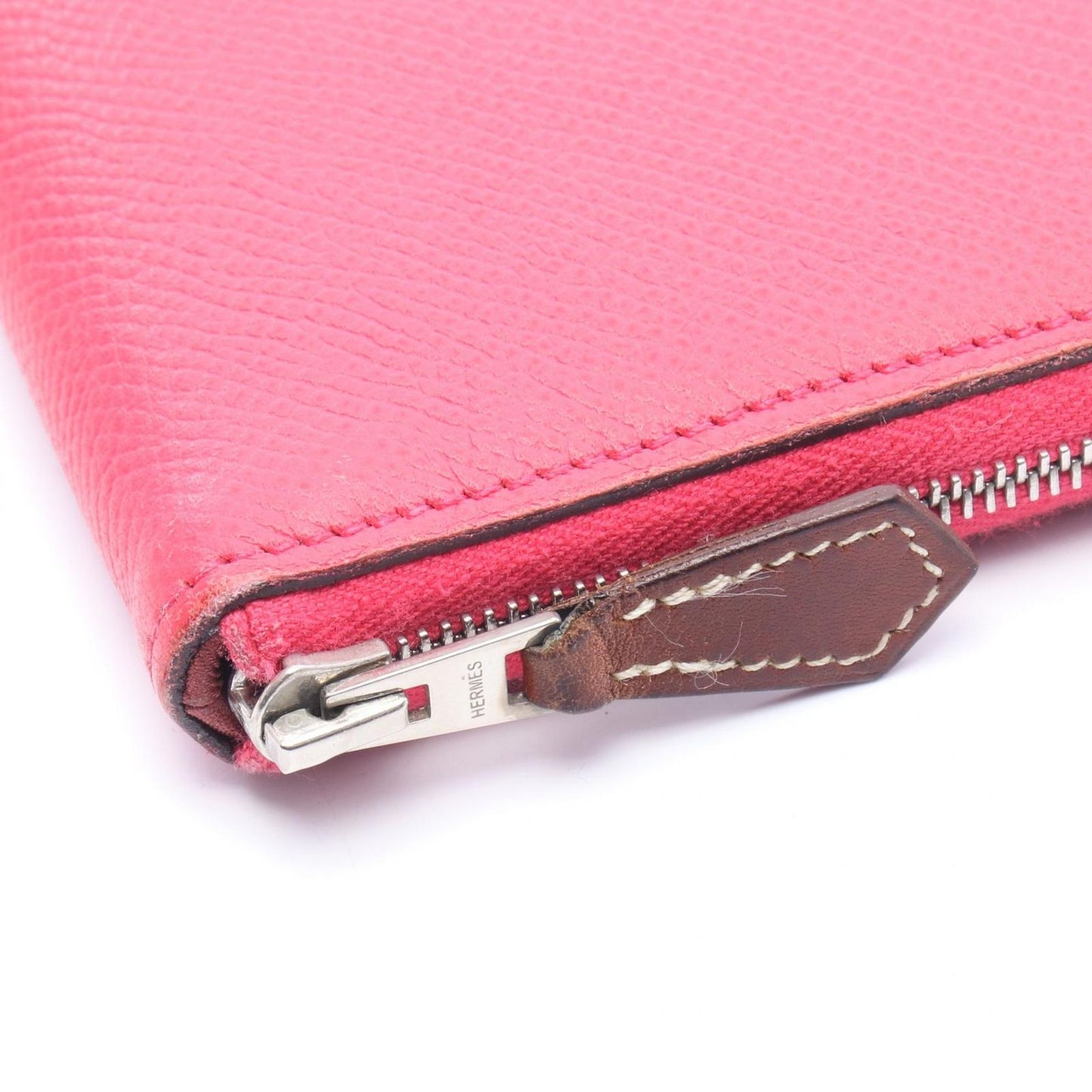 Hermes Round Wallet Azap Long Silk in Rose Leather in — view 8