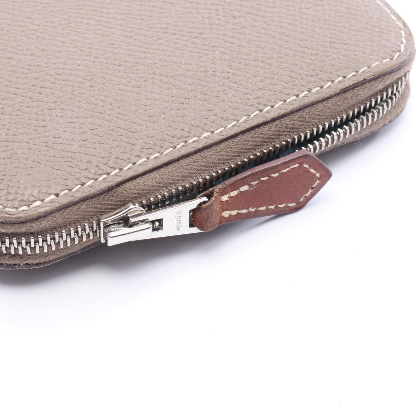 Hermes Round Wallet Azap Long Silk in Etoupe Leather in — view 7