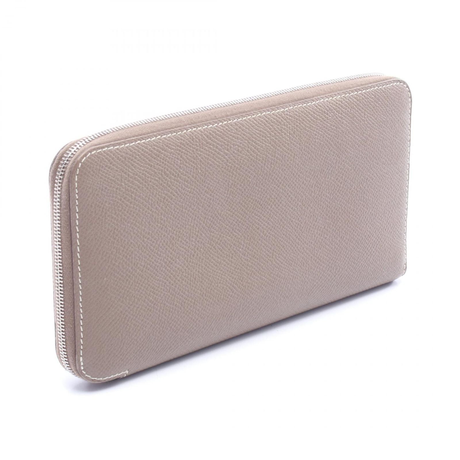 Hermes Round Wallet Azap Long Silk in Etoupe Leather in — view 2
