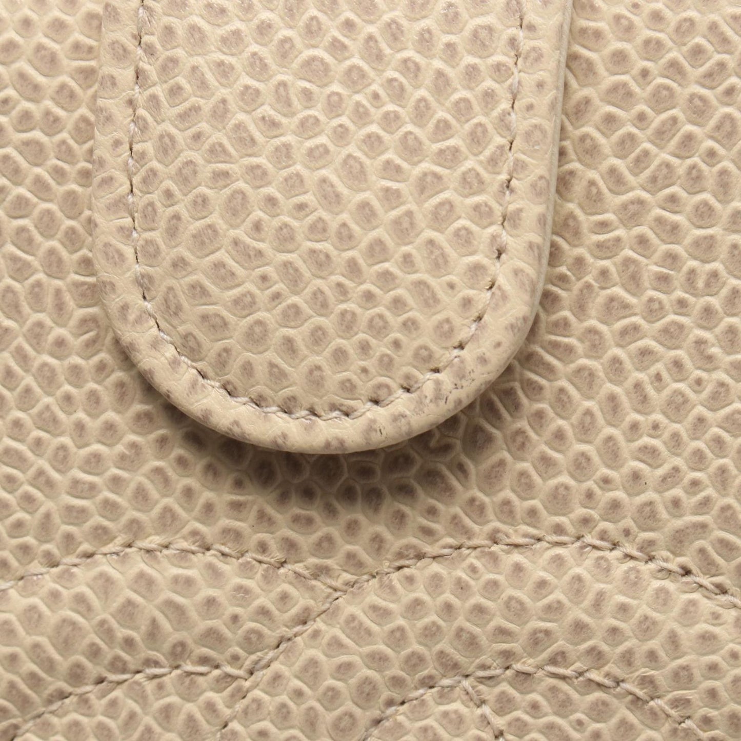 Chanel Bifold Wallet CC Logo Ivory Caviar Leather Clasp — view 9