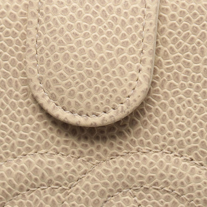 Chanel Bifold Wallet CC Logo Ivory Caviar Leather Clasp — view 9