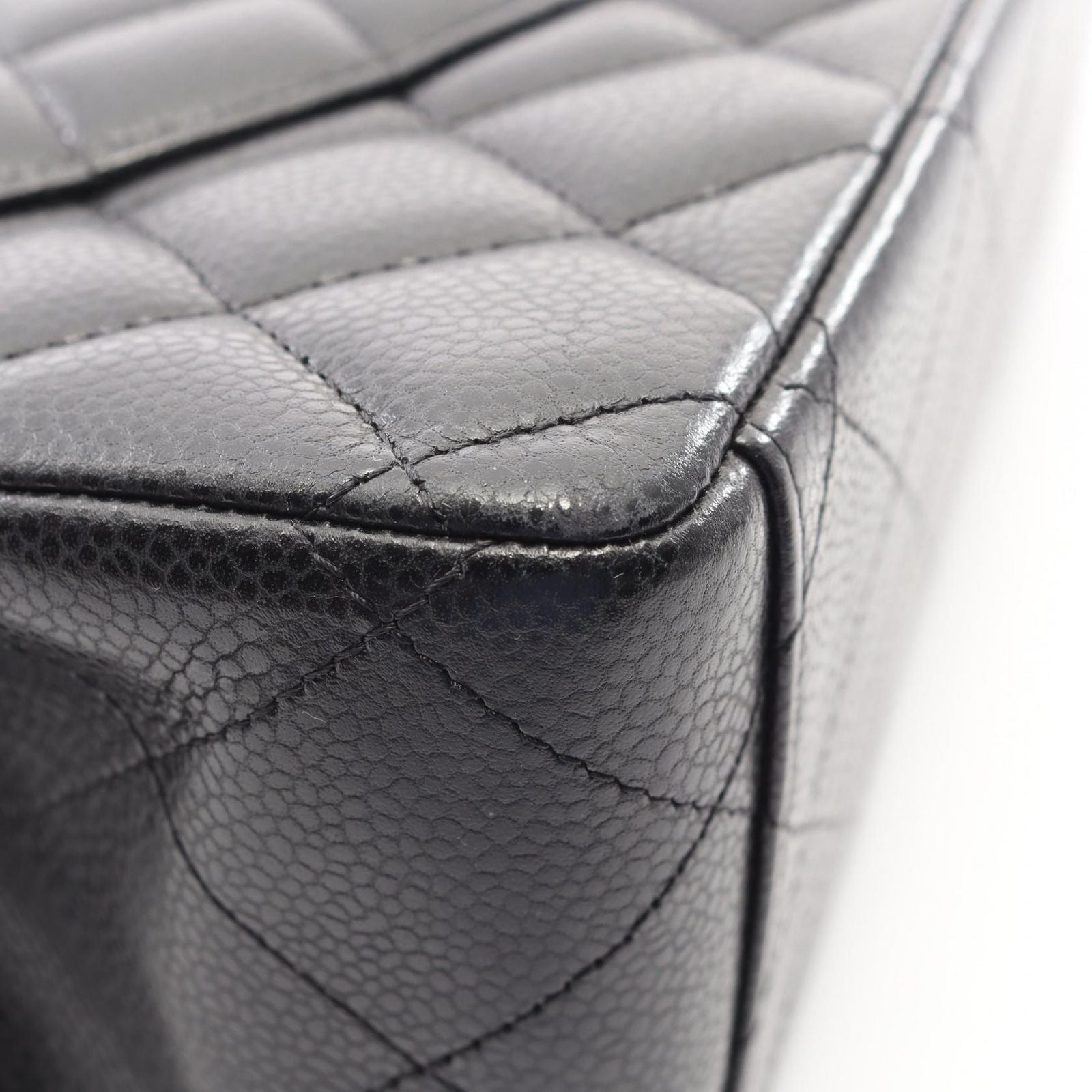 Chanel Shoulder Bag Big Quilted 34 Double Flap Black Leather Chain — view 7