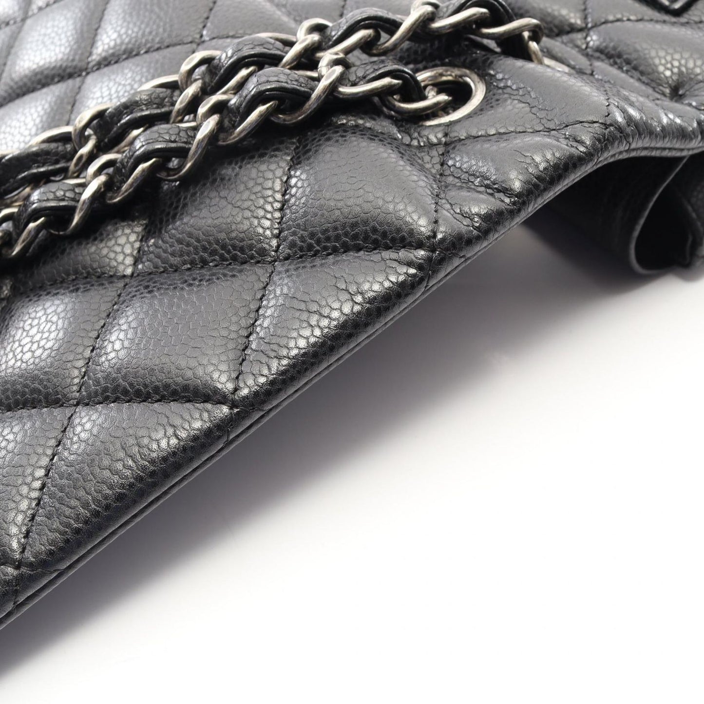 Chanel Shoulder Bag Big Quilted 34 Double Flap Black Leather Chain — view 8