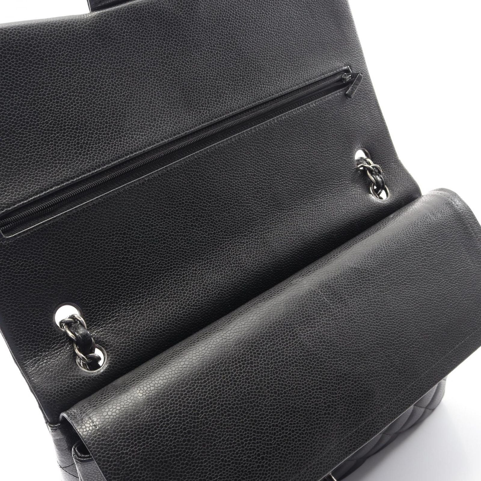 Chanel Shoulder Bag Big Quilted 34 Double Flap Black Leather Chain — view 6