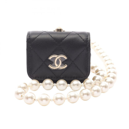 Chanel Quilted Airpods Case with Shoulder Strap Black