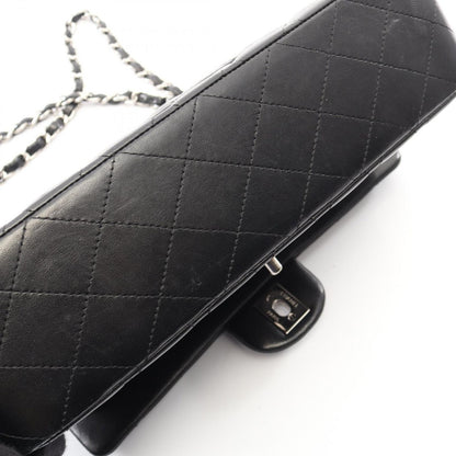 Chanel Shoulder Bag Quilted Double Flap Black Lambskin Chain — view 8