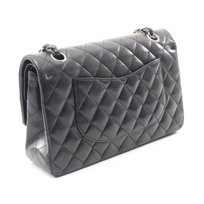 Chanel Shoulder Bag Quilted Double Flap Black Lambskin Chain — view 2