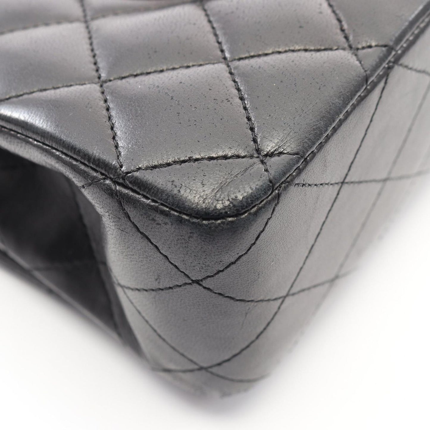 Chanel Shoulder Bag Quilted Double Flap Black Lambskin Chain — view 7