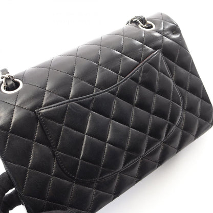 Chanel Shoulder Bag Quilted Double Flap Black Lambskin Chain — view 9