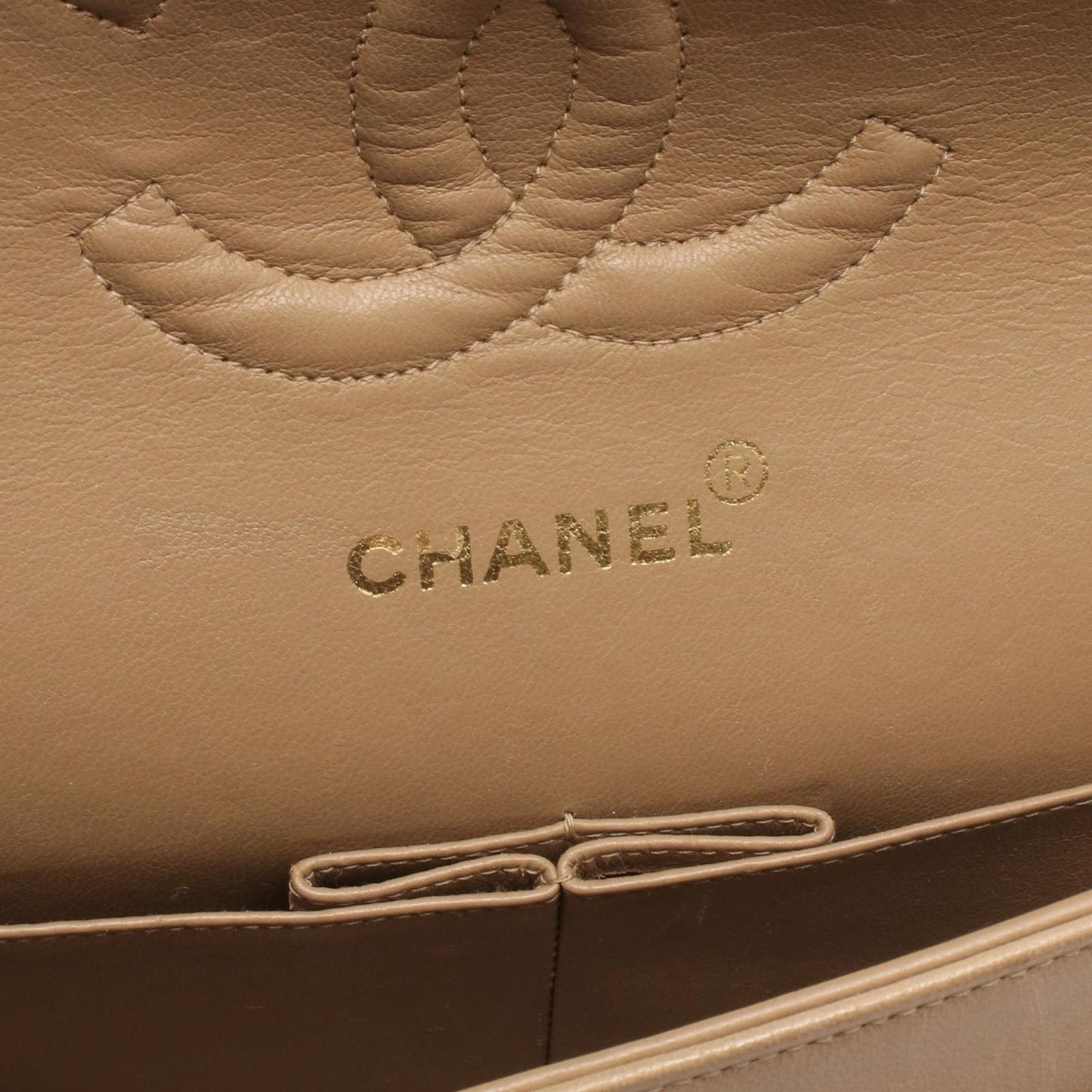 Chanel Shoulder Bag Quilted Double Flap Beige Lambskin Chain — view 4