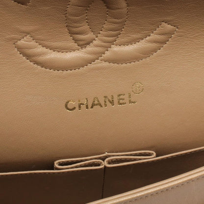 Chanel Shoulder Bag Quilted Double Flap Beige Lambskin Chain — view 4