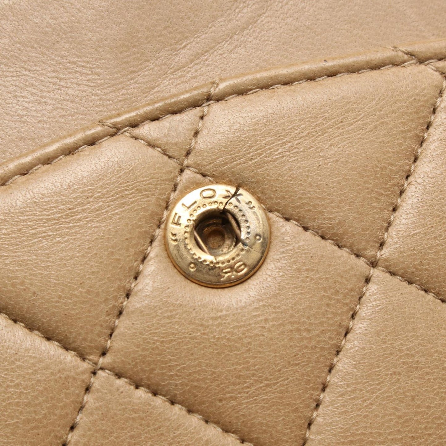 Chanel Shoulder Bag Quilted Double Flap Beige Lambskin Chain — view 7
