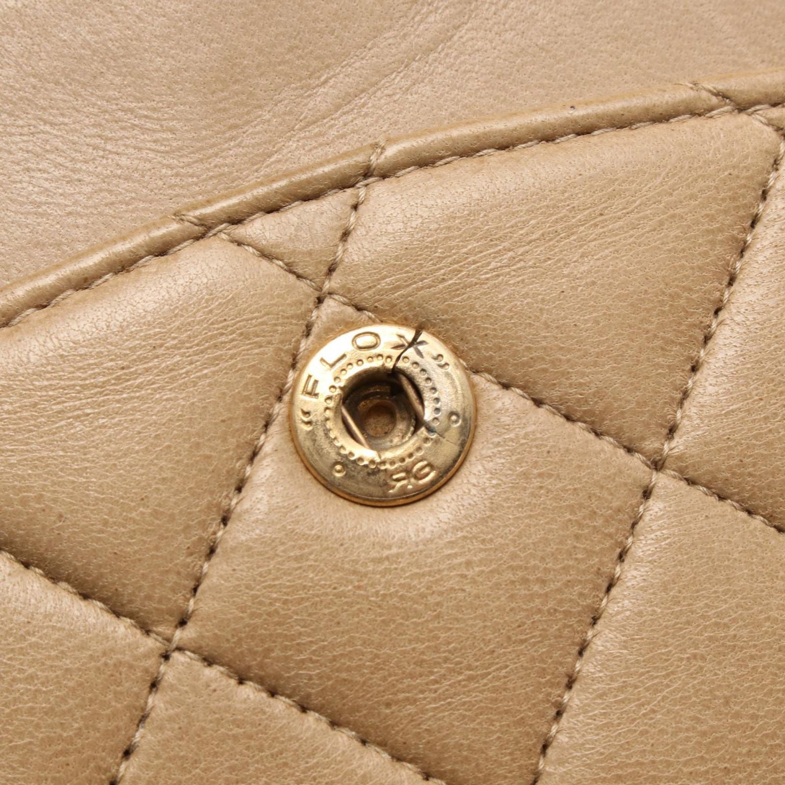 Chanel Shoulder Bag Quilted Double Flap Beige Lambskin Chain — view 7