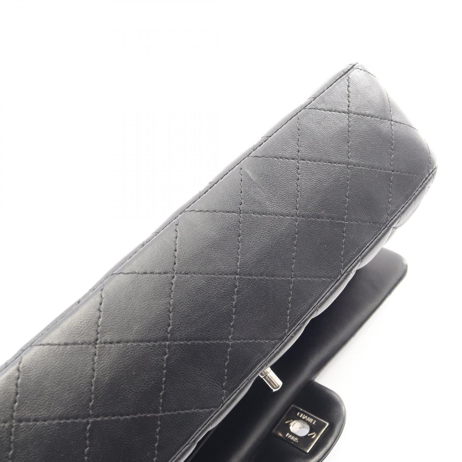 Chanel Shoulder Bag Quilted Double Flap Black Lambskin Chain — view 9