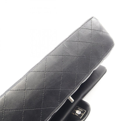 Chanel Shoulder Bag Quilted Double Flap Black Lambskin Chain — view 9